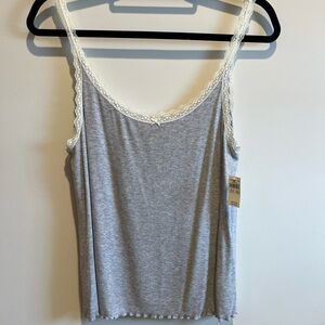 Aerie gray and lace trim cami NWT